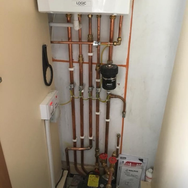 Combi boiler with copper pipework and magnetic filter